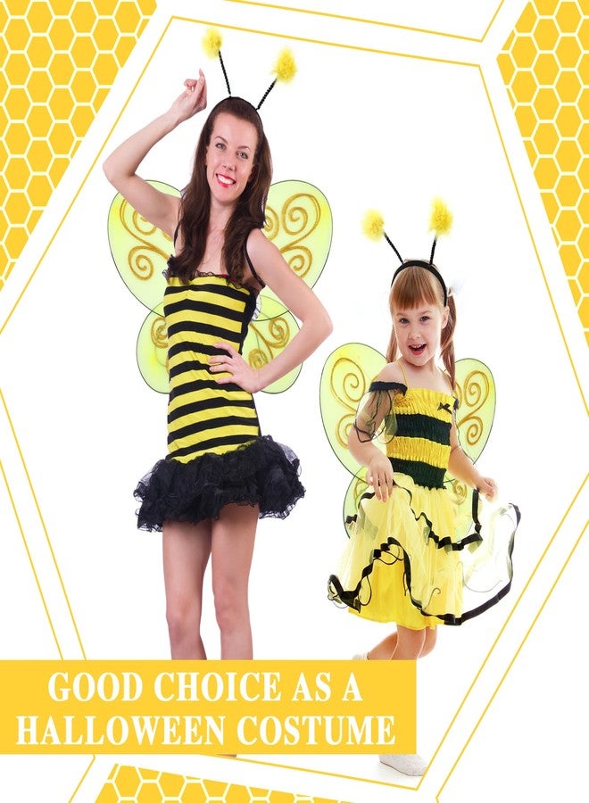 Yuxung 12 Set Bee Wings with Antenna Headband for Kids Halloween Costumes Accessories Yellow Bee Wings Grey Bee Wings Dress up Cosplay Party Favors for Women and Kids - Image 4
